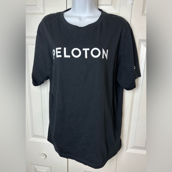 PELOTON Century 100 Club Logo Tee T-Shirt Black White Crewneck Cycling Rides - Picture 2 of 8